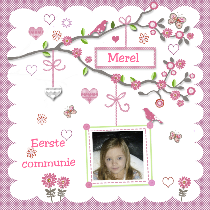 Communie met takje - Communiekaarten Communiekaarten - Communie met takje