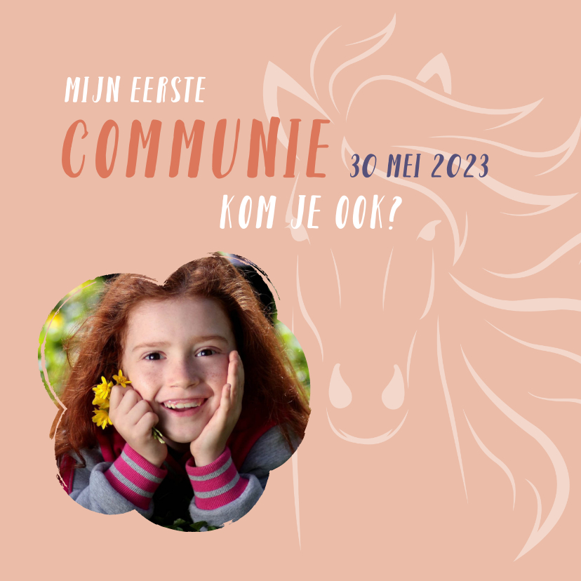 Communie paard meisje - Communiekaarten Communiekaarten - Communie paard meisje