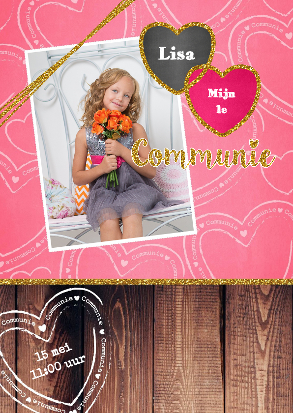 Communie stoer lief glitter S - Communiekaarten Communiekaarten - Communie stoer lief glitter S