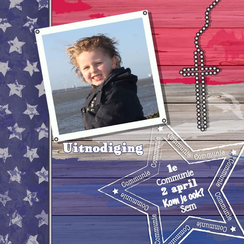 Communie stoere uitnodiging RWB4 - Communiekaarten Communiekaarten - Communie stoere uitnodiging RWB4