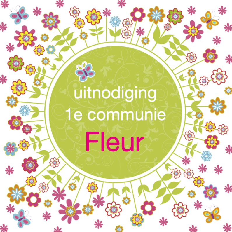 communie uitnodiging bloemen - Communiekaarten Communiekaarten - communie uitnodiging bloemen