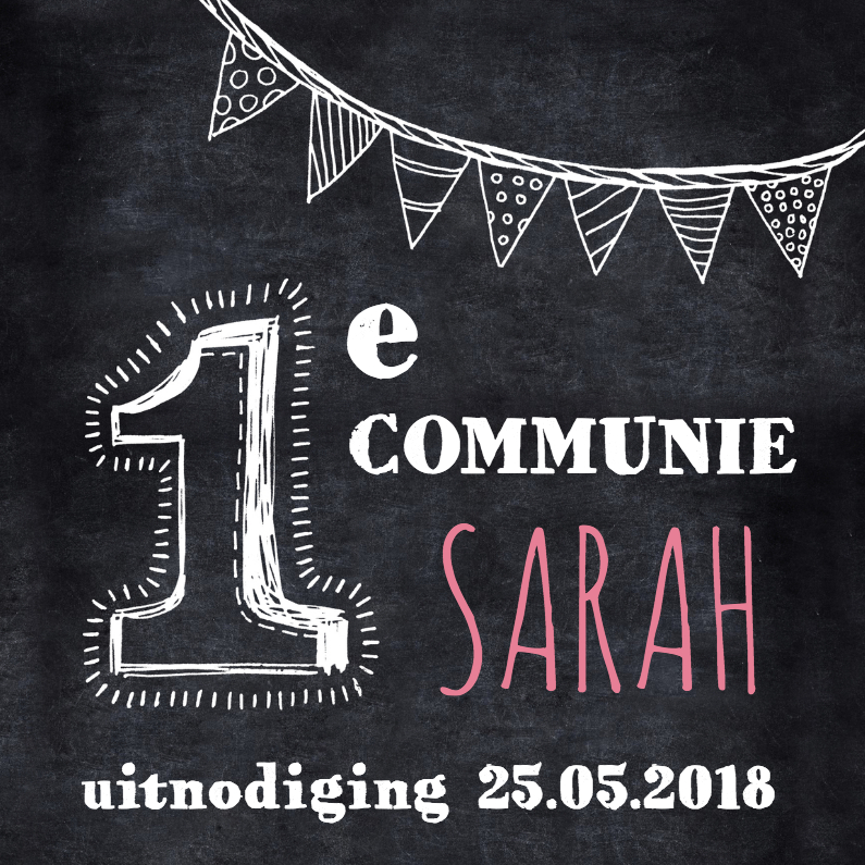 Communie uitnodiging krijtbord - Communiekaarten Communiekaarten - Communie uitnodiging krijtbord
