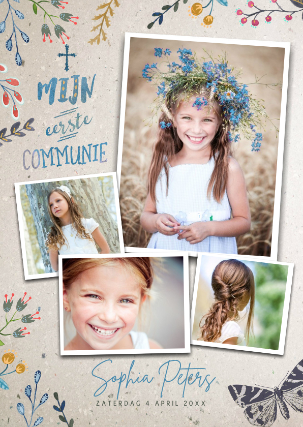 Communiekaarten - Communie Uitnodiging Retro