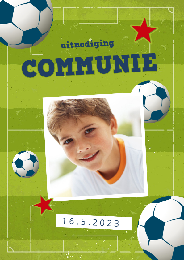 Communiekaarten - Communie uitnodiging voetbal