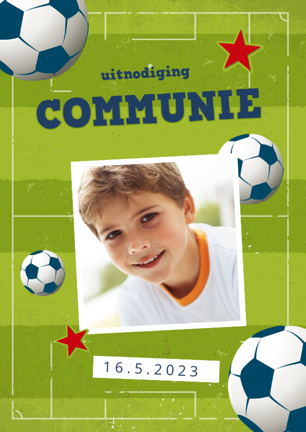 Communie uitnodiging voetbal - Communiekaarten Communiekaarten - Communie uitnodiging voetbal
