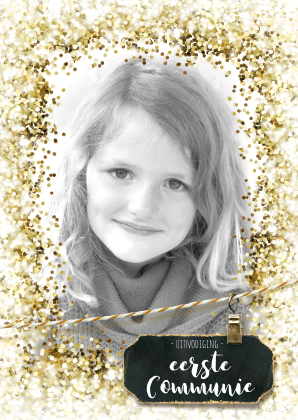 Communie vormsel lentefeest glitter kader label goud - Communiekaarten Communiekaarten - Communie vormsel lentefeest glitter kader label goud
