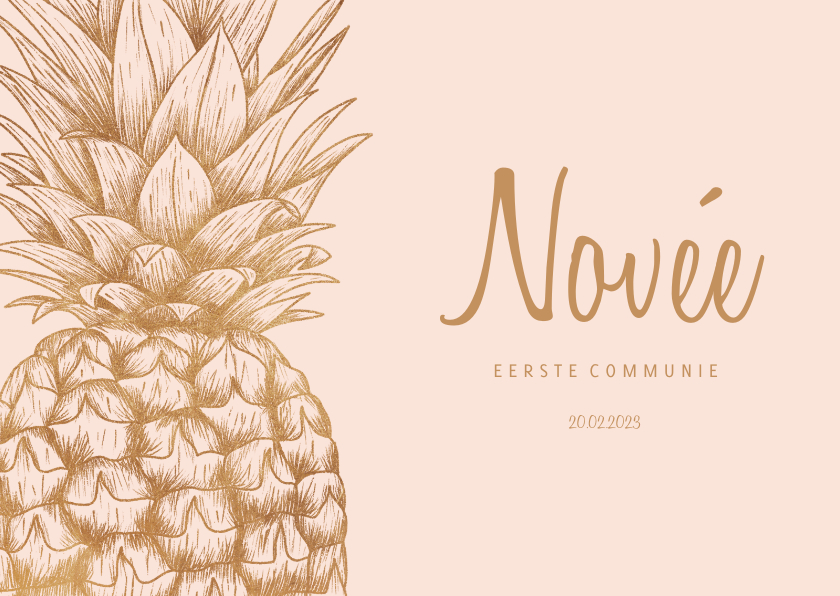 Communiekaart ananas koper aanpasbare kleur - Communiekaarten Communiekaarten - Communiekaart ananas koper aanpasbare kleur