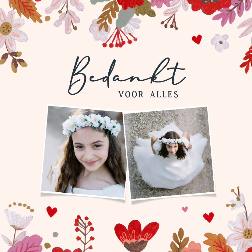 Communiekaarten - Communiekaart bedankkaart met foto modern