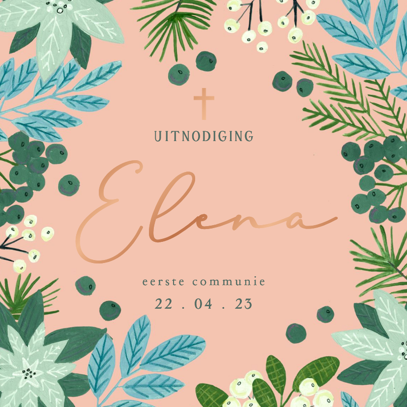 Communiekaarten - Communiekaart botanisch met naam en bladeren