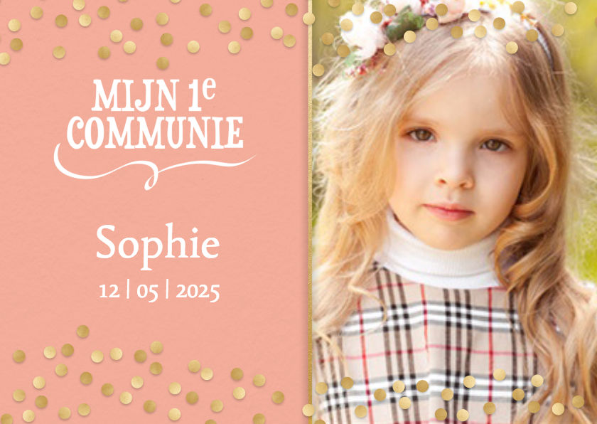 Communiekaart confetti met mooie foto - Communiekaarten Communiekaarten - Communiekaart confetti met mooie foto