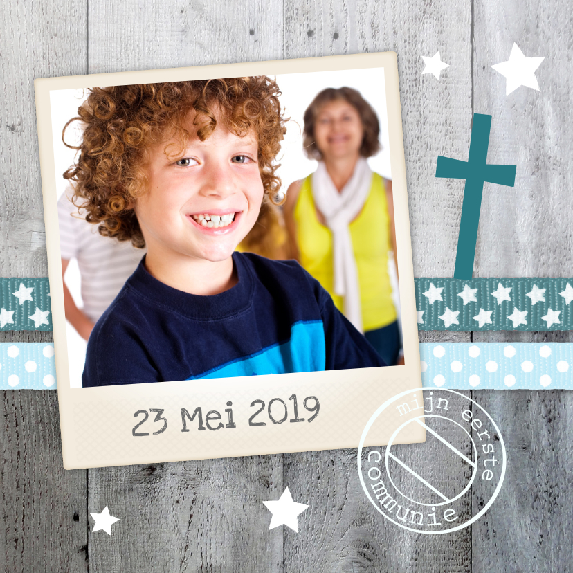 Communiekaarten - Communiekaart jongen hout ster