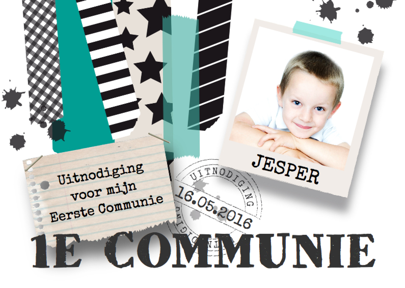 Communiekaart Jongen Tape Stoer - Communiekaarten Communiekaarten - Communiekaart Jongen Tape Stoer