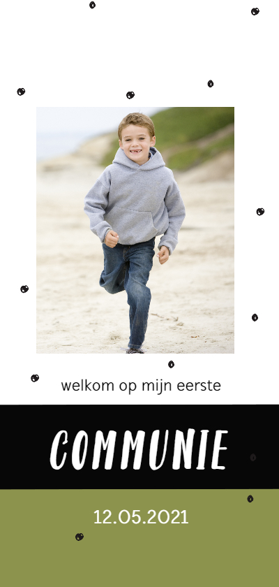Communiekaart met confetti en eigen foto - Communiekaarten Communiekaarten - Communiekaart met confetti en eigen foto
