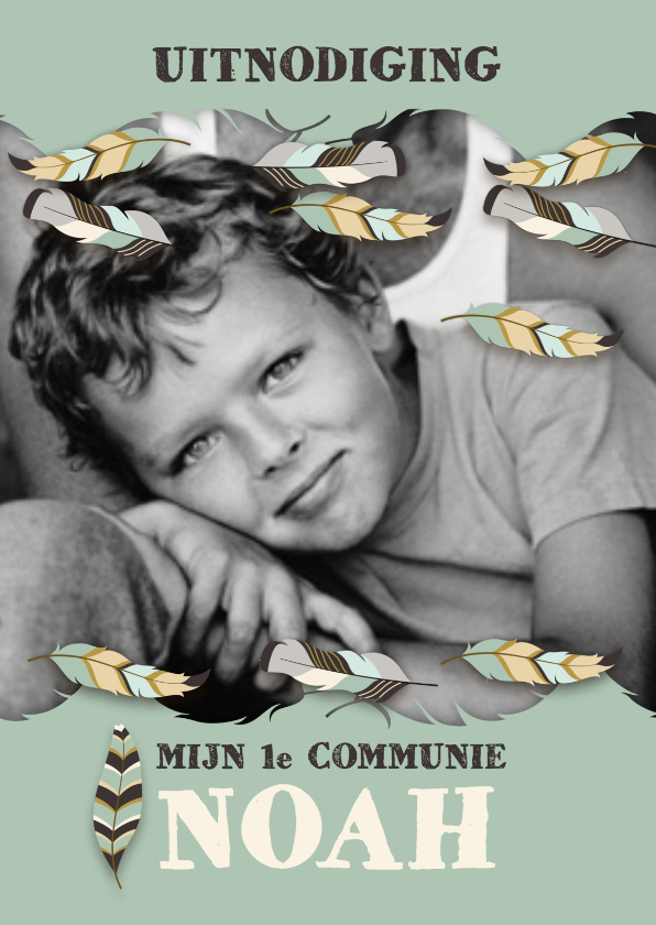Communiekaart met natuur en veren - Communiekaarten Communiekaarten - Communiekaart met natuur en veren