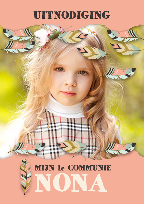 Communiekaart natuur en veertjes - Communiekaarten Communiekaarten - Communiekaart natuur en veertjes