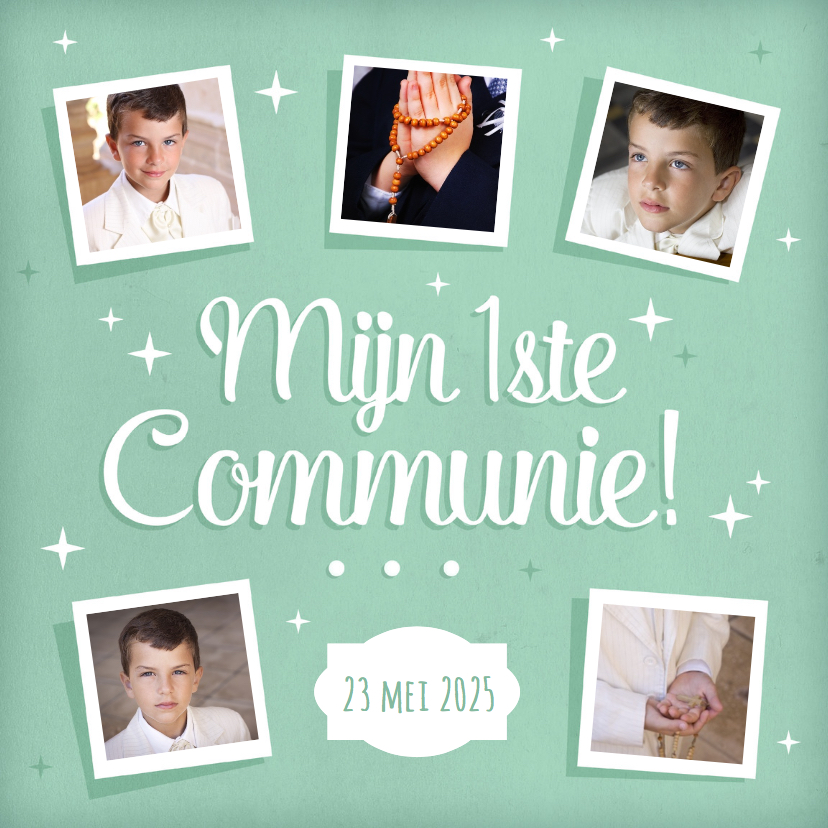 Eerste communie fotokaart collage - Communiekaarten Communiekaarten - Eerste communie fotokaart collage