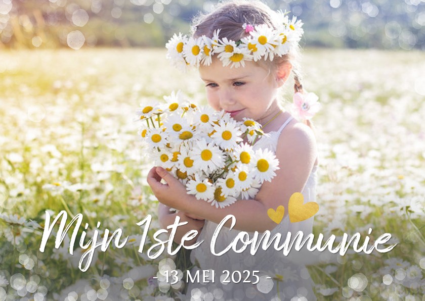 Communiekaarten - Fotokaart communie - uitnodiging communiefeest meisje