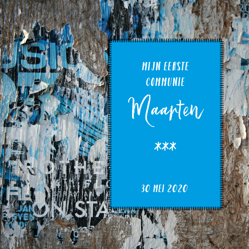 grunge poster uitnodiging felicitatie j - Communiekaarten Communiekaarten - grunge poster uitnodiging felicitatie j