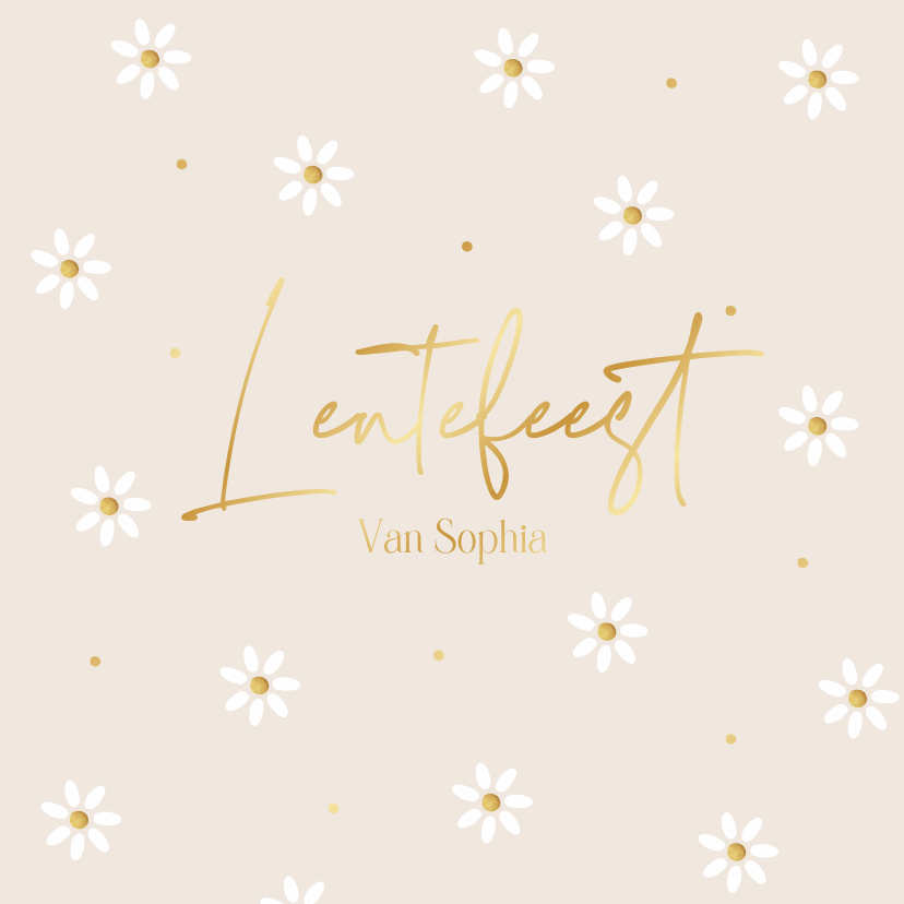 Communiekaarten - Lentefeest bloemetjes goud uitnodiging feestje