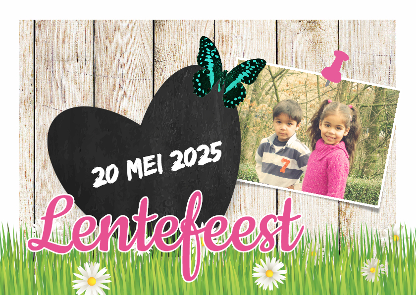 Lentefeest kaart met hout - DH - Communiekaarten Communiekaarten - Lentefeest kaart met hout - DH