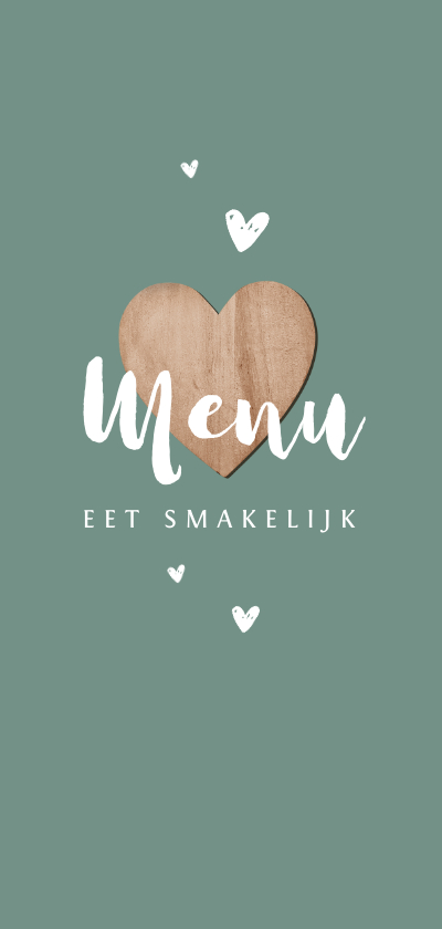 Communiekaarten - Menukaart communie lentefeest hartje hout