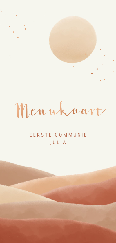 Menukaart met naturel kleuren landschap - Communiekaarten Communiekaarten - Menukaart met naturel kleuren landschap