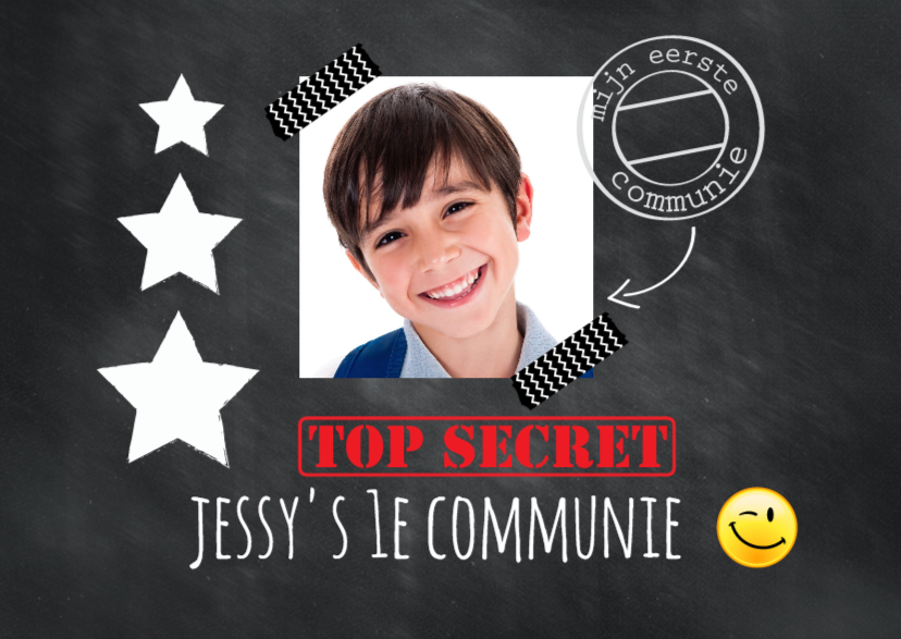 Schoolbord smiley communie-isf - Communiekaarten Communiekaarten - Schoolbord smiley communie-isf