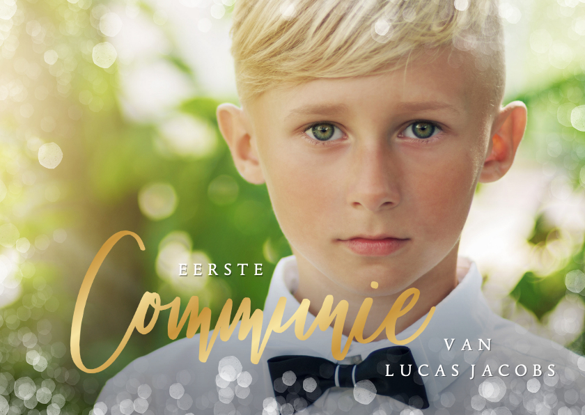 Stijlvolle uitnodiging communie met foto voor een jongen - Communiekaarten Communiekaarten - Stijlvolle uitnodiging communie met foto voor een jongen