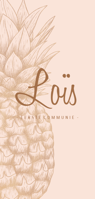 Uitnodiging communie koperen ananas langwerpig - Communiekaarten Communiekaarten - Uitnodiging communie koperen ananas langwerpig