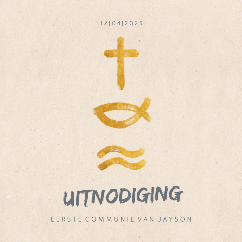 Communiekaarten - Uitnodiging communie met christelijke symbolen