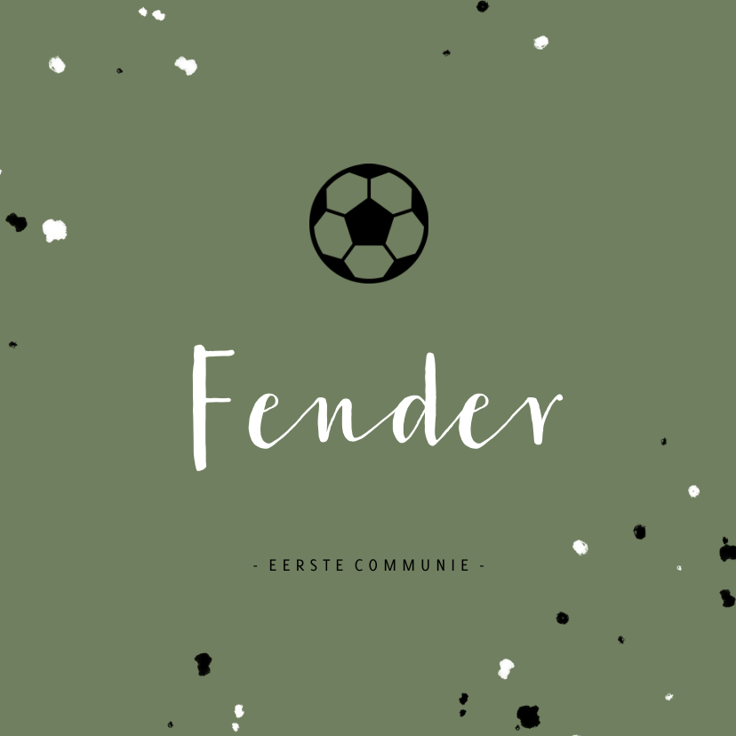Uitnodiging communie voetbal met spetters - Communiekaarten Communiekaarten - Uitnodiging communie voetbal met spetters