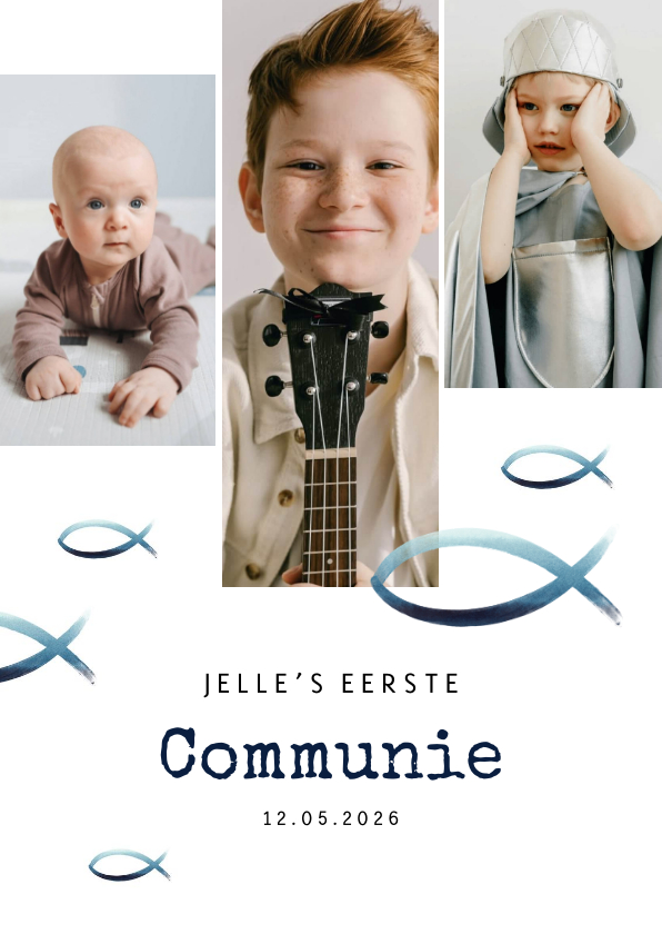 Uitnodiging eerste communie christelijk symbool fotokaart - Communiekaarten Communiekaarten - Uitnodiging eerste communie christelijk symbool fotokaart