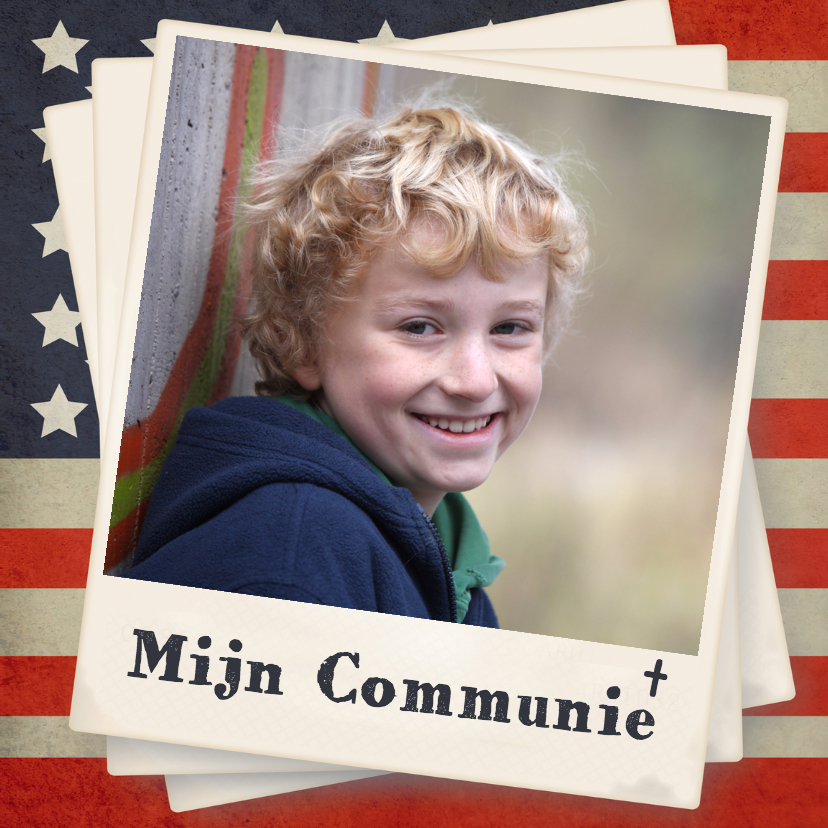 Uitnodiging vlag Amerika - BK - Communiekaarten Communiekaarten - Uitnodiging vlag Amerika - BK