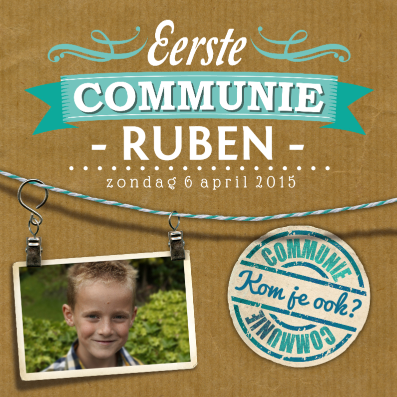 YVON communie letterpress boy - Communiekaarten Communiekaarten - YVON communie letterpress boy