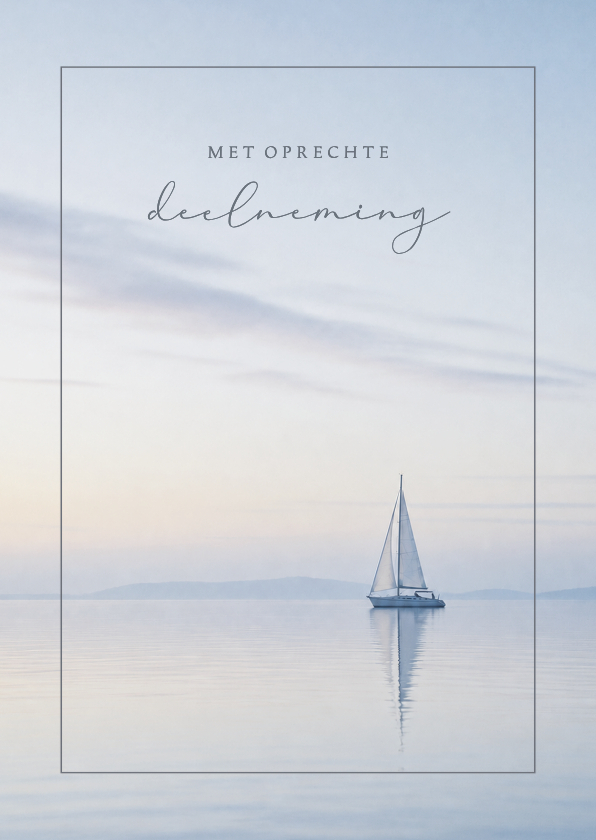 Condoleancekaarten - Blauwe condoleancekaart met zee en zeilboot