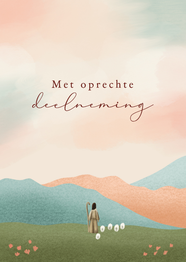 Christelijke condoleancekaart met Goede Herder - Condoleancekaarten Condoleancekaarten - Christelijke condoleancekaart met Goede Herder