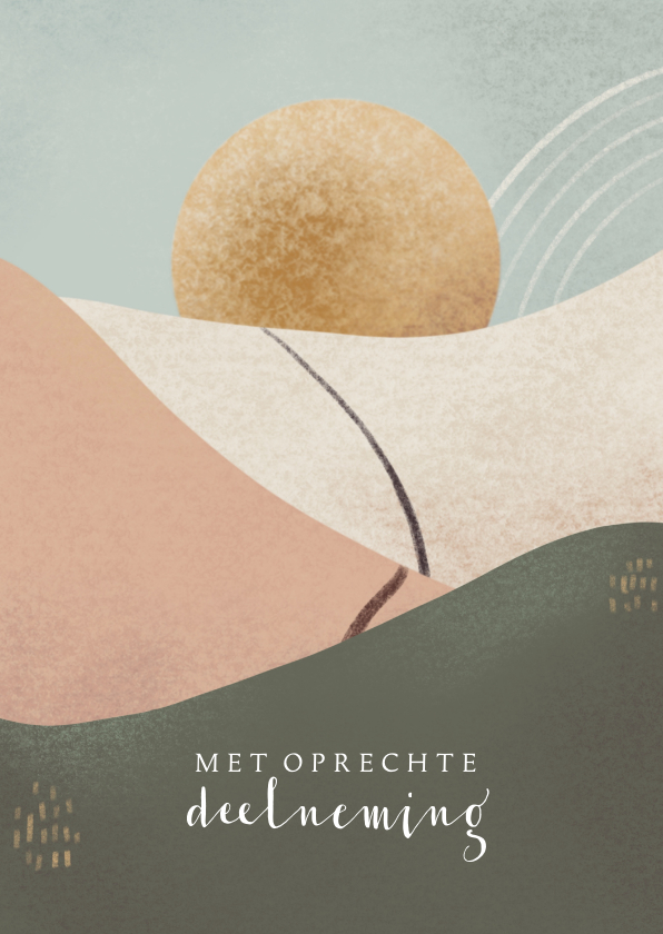 Christelijke condoleancekaart met zon en landschap - Condoleancekaarten Condoleancekaarten - Christelijke condoleancekaart met zon en landschap