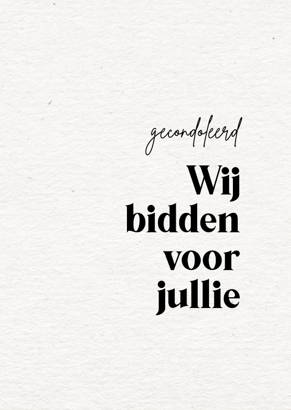 Condoleancekaarten - Condoleance kaart christelijk wij bidden voor jullie