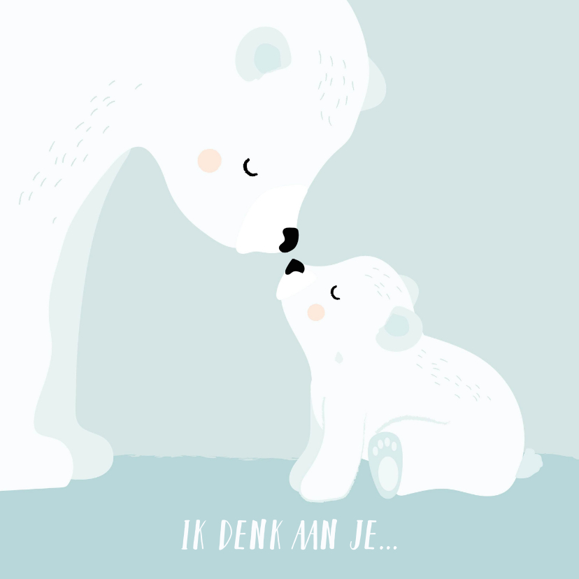 Condoleancekaarten - Condoleance kaart kind met mama en baby ijsbeer