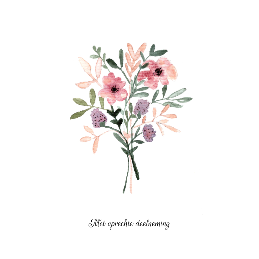 Condoleance kaart met bloemen in aquarel - natuur - Condoleancekaarten Condoleancekaarten - Condoleance kaart met bloemen in aquarel - natuur