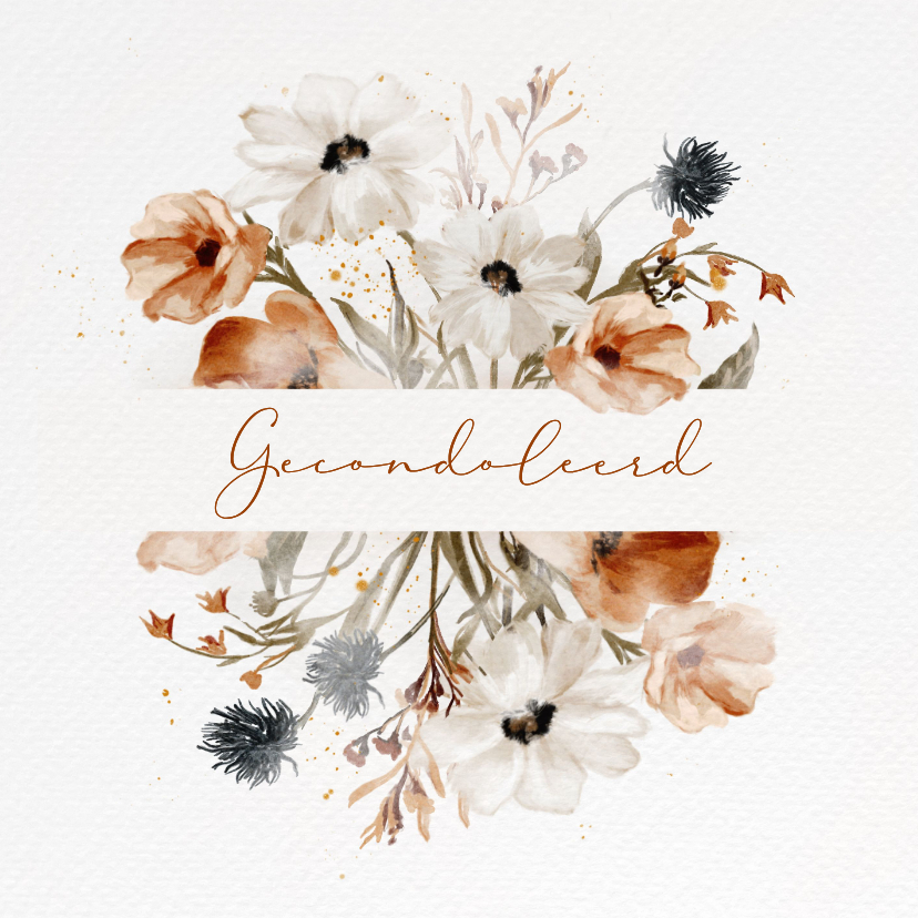 Condoleance kaart met grote elegante bloemen - Condoleancekaarten Condoleancekaarten - Condoleance kaart met grote elegante bloemen