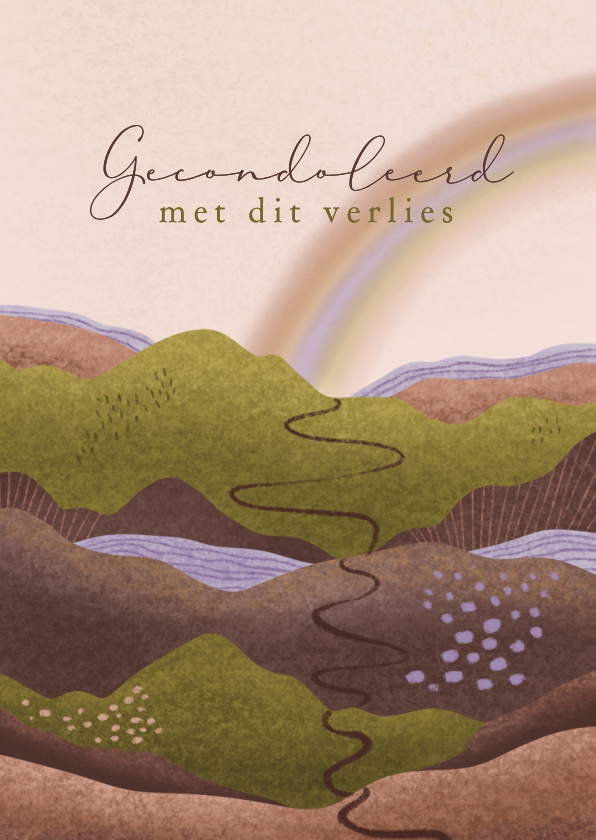 Condoleance kaart met landschap en regenboog - Condoleancekaarten Condoleancekaarten - Condoleance kaart met landschap en regenboog