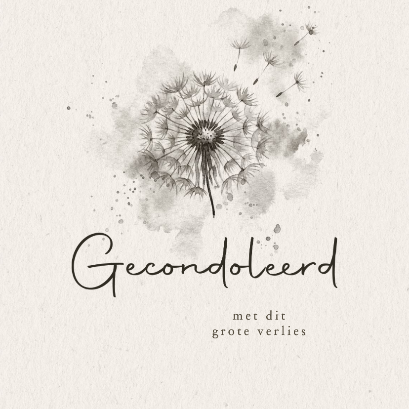 Condoleancekaarten - Condoleance kaart met paardenbloem aquarel