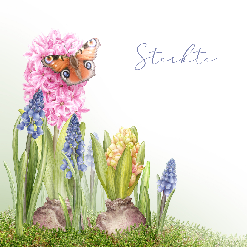 Condoleancekaarten - Condoleance kaart vlinder bloemen voorjaar