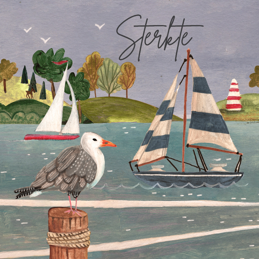 Condoleancekaarten - Condoleance kaart zeilboot op zee