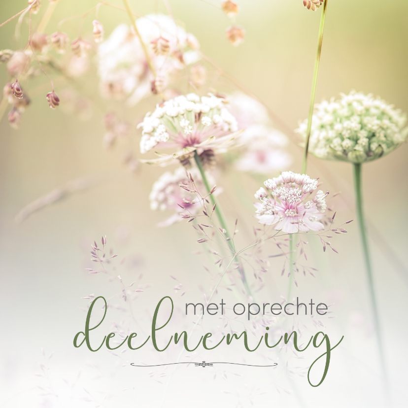 Condoleancekaarten - Condoleance - met oprechte deelneming bloemen 2