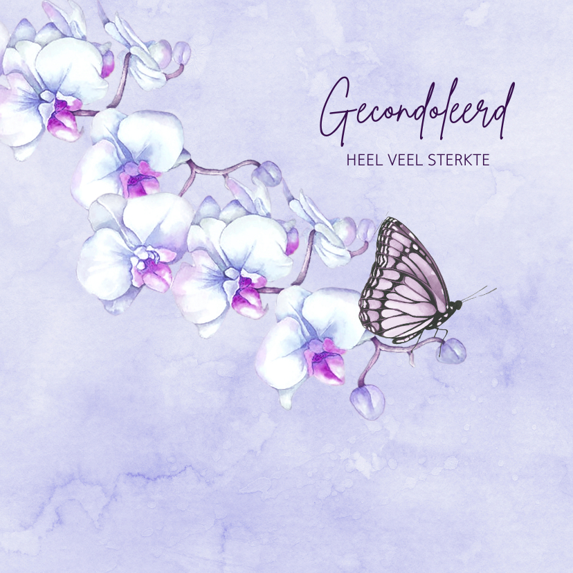 Condoleancekaarten - Condoleance orchidee vlinder