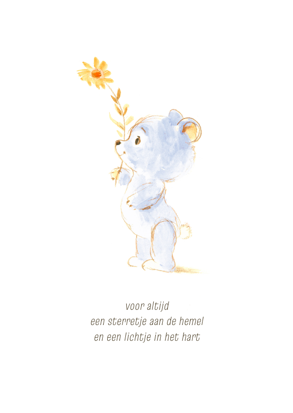 Condoleancekaarten - Condoleancekaart beer met bloem jongen