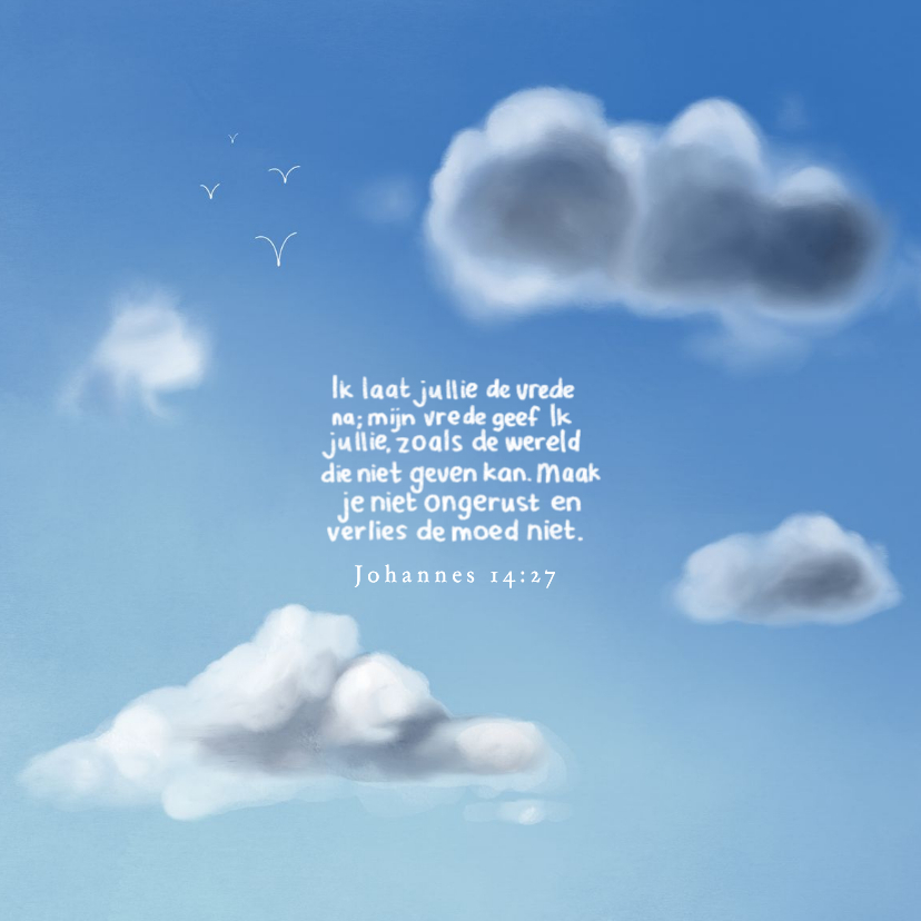 Condoleancekaart blauwe lucht wolken en bijbeltekst - Condoleancekaarten Condoleancekaarten - Condoleancekaart blauwe lucht wolken en bijbeltekst
