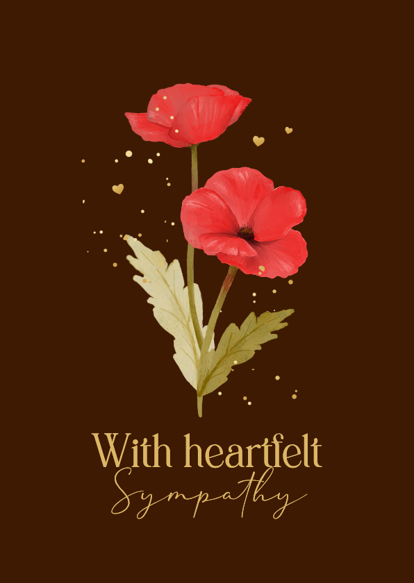 Condoleancekaart bloemen klaprozen stijlvol Engelstalig - Condoleancekaarten Condoleancekaarten - Condoleancekaart bloemen klaprozen stijlvol Engelstalig